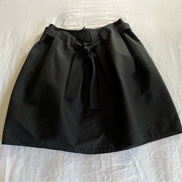 PESERICO Short Flare Large Pleat Belted Lined Black Skirt Made in Italy Sz 6/42 - Picture 6 of 14